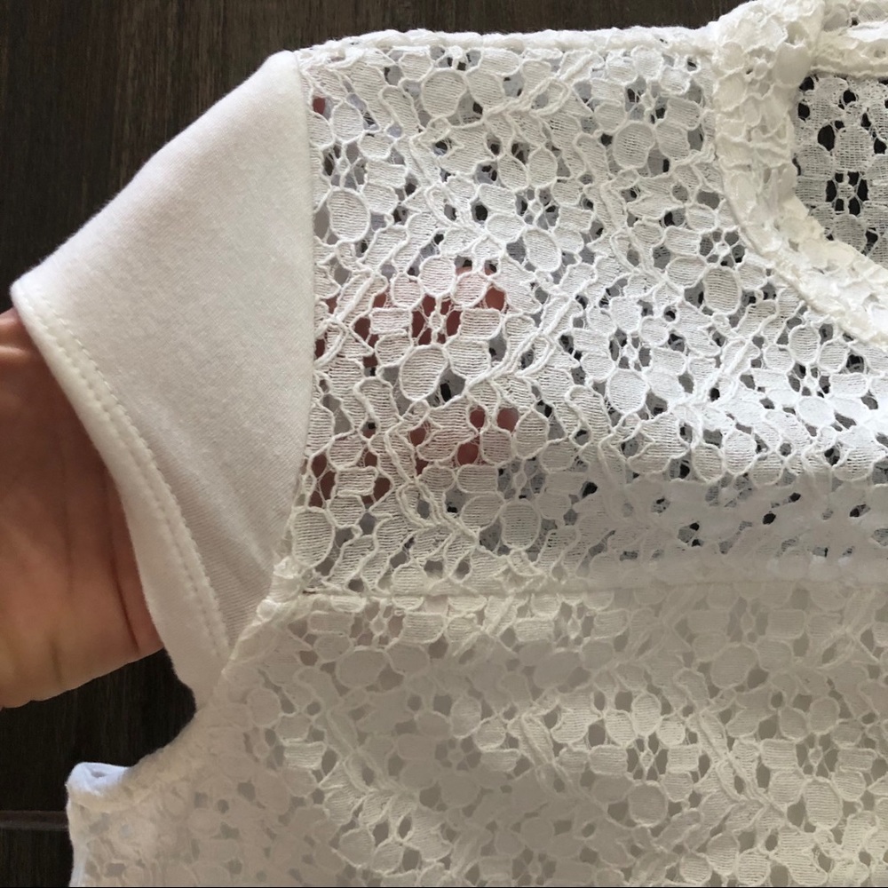 TOMMY HILFIGER Women's White Lace Blouse Top Lg - Picture 5 of 6